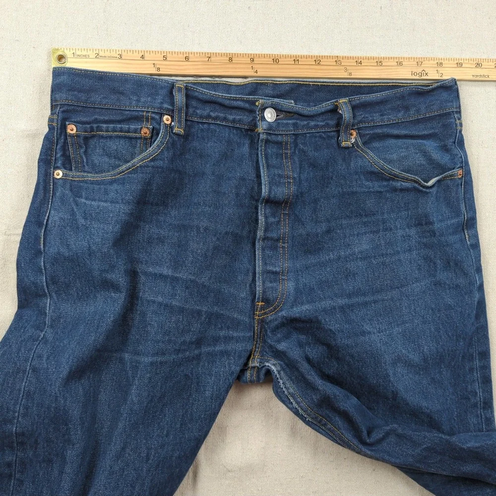 Levis 501 Jeans  Mens 38x32 Blue Button Fly Western Faded Classic American Hem